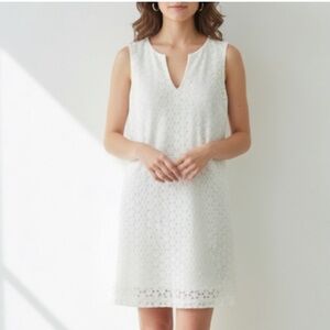 & Other Stories Daisy Lace Appliqué Shift Dress Size 10 White